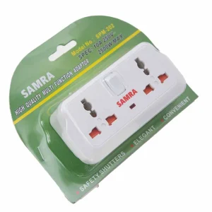 Samra Wall Plug-In Adaptor with 2 Sockets- White