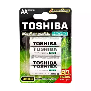 Toshiba Nickel Metal Hydride Rechargeable AA/1.2V Battery, 1000mAh- 4pcs