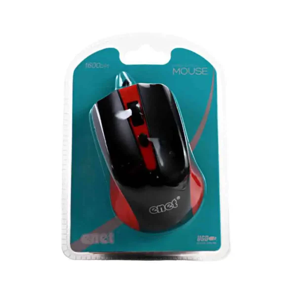 Enet Wired Optical Mouse, 1600 DPI with 2 Buttons and One Wheel Mouse for PC, Mac, Laptop, Chromebook- Red