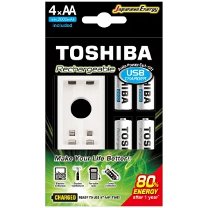 Toshiba Rechargeable USB Battery Charger With 4 AA Batteries