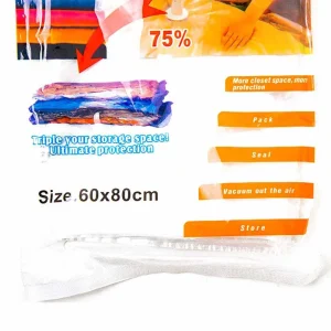Vacuum-Seal Storage Packs 60 X 80cm, Vacuum Space Saver Reusable Sealer Storage Bags, Reusable Waterproof Travel Roll-Up Bags