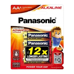 Panasonic Alkaline Long Lasting Advanced Power AA Batteries Pack of 4