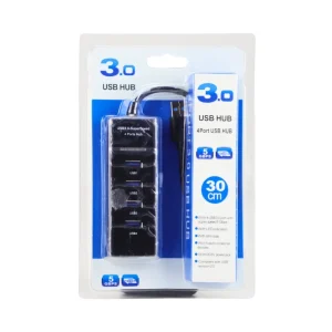 USB 3.0 HUB 4 Port USB HUB with 5 Gbps Speed Portable Expansion Data Hub- Black